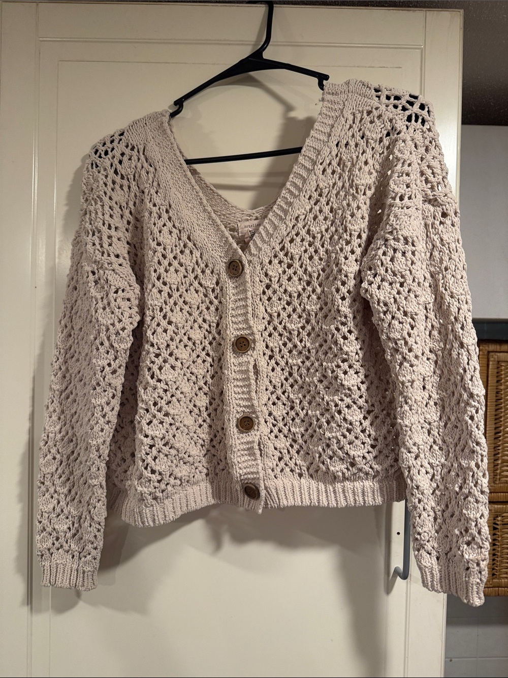 Nicole miller Knit Button Front Women's Sweater Cardigan cream size small 6:24